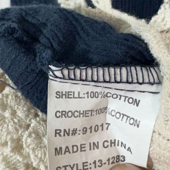 Solitaire Swim Navy Blue Boho Crochet Lace Dress | Cottagecore Festival Tunic L - Picture 8 of 9